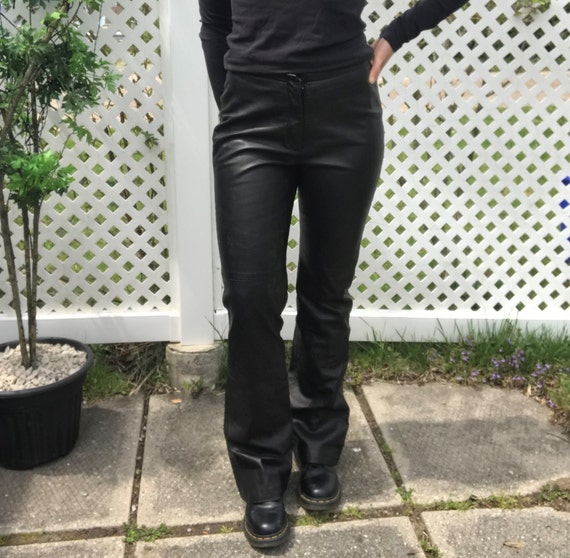 Vintage Danier Black Leather Bell Bottoms