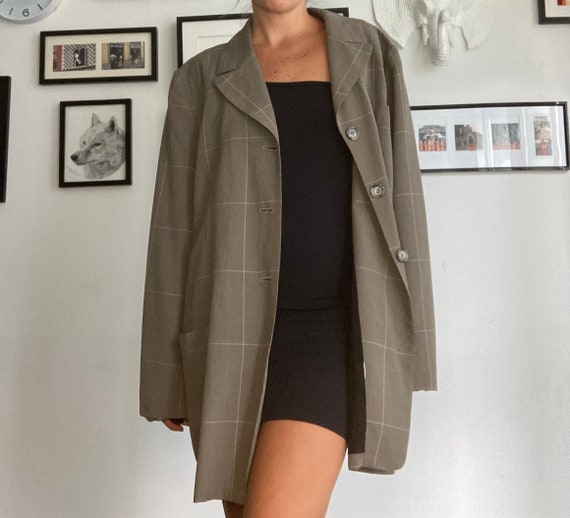 Vintage Plaid Blazer Oversized Blazer Plaid Jacket