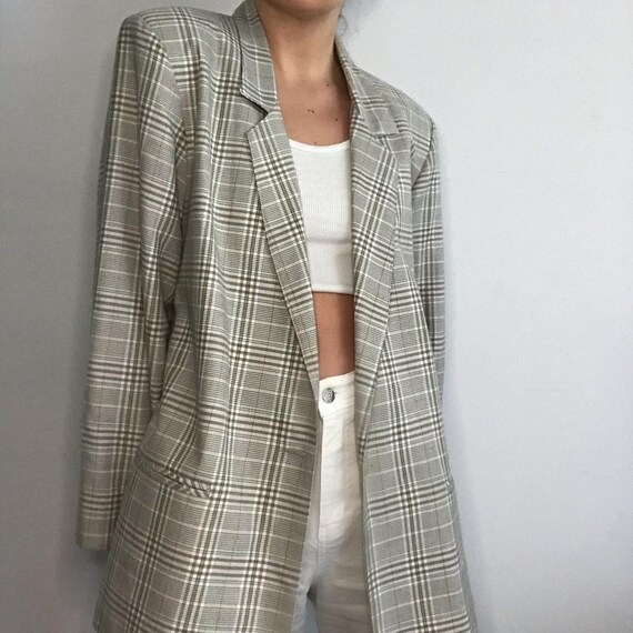 Vintage Plaid Oversized Blazer