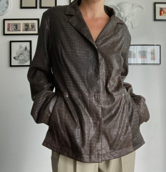 Vintage Jones New York brown snakeskin light jacke