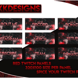 Red Abstract Twitch Panels Package