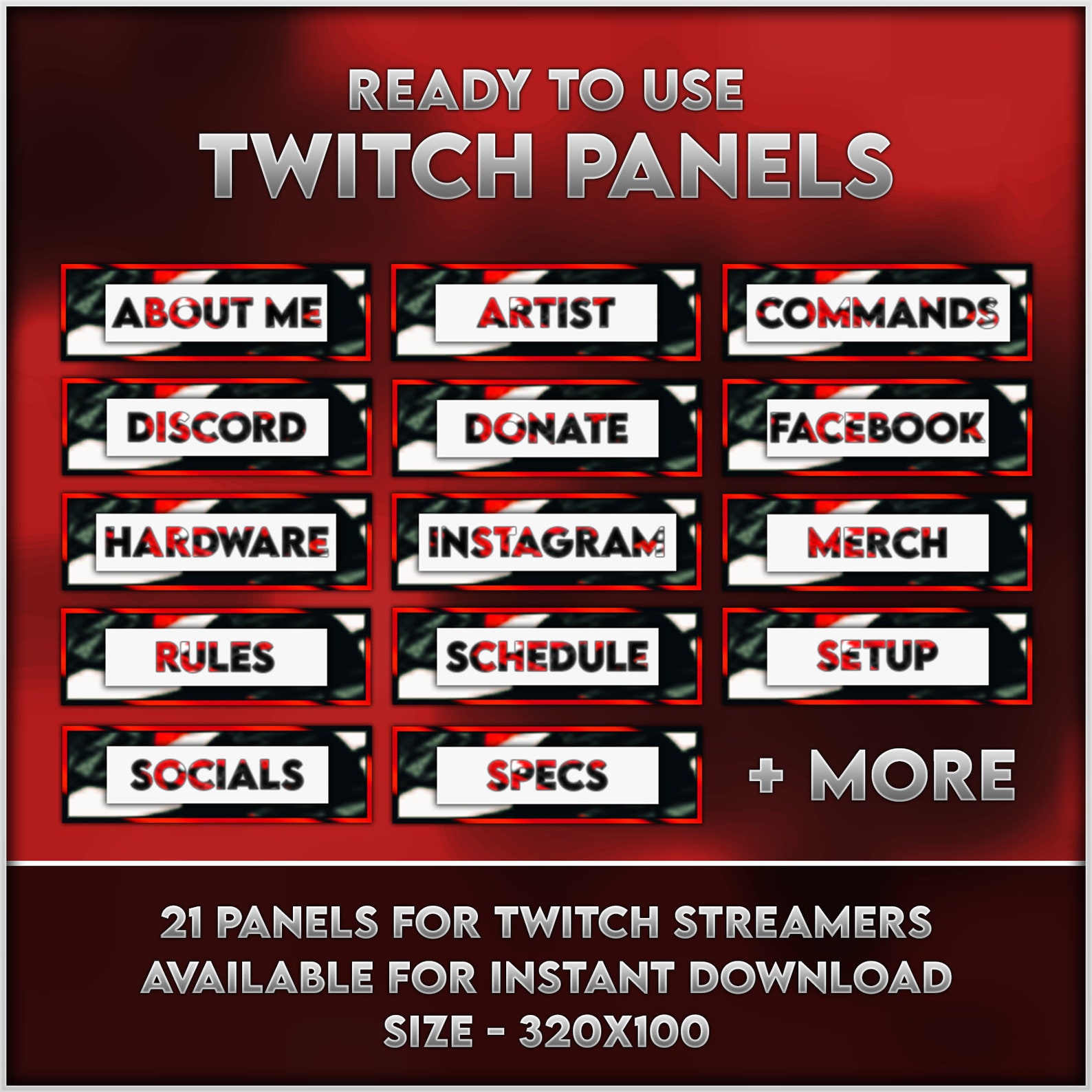 21 Red Twitch Panels for Streamers Etsy