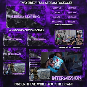 Full Twitch Stream Overlay Package - Purple