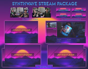 ANIMATED Twitch Overlay Pack | Synth City Scene | Stream Overlay ...