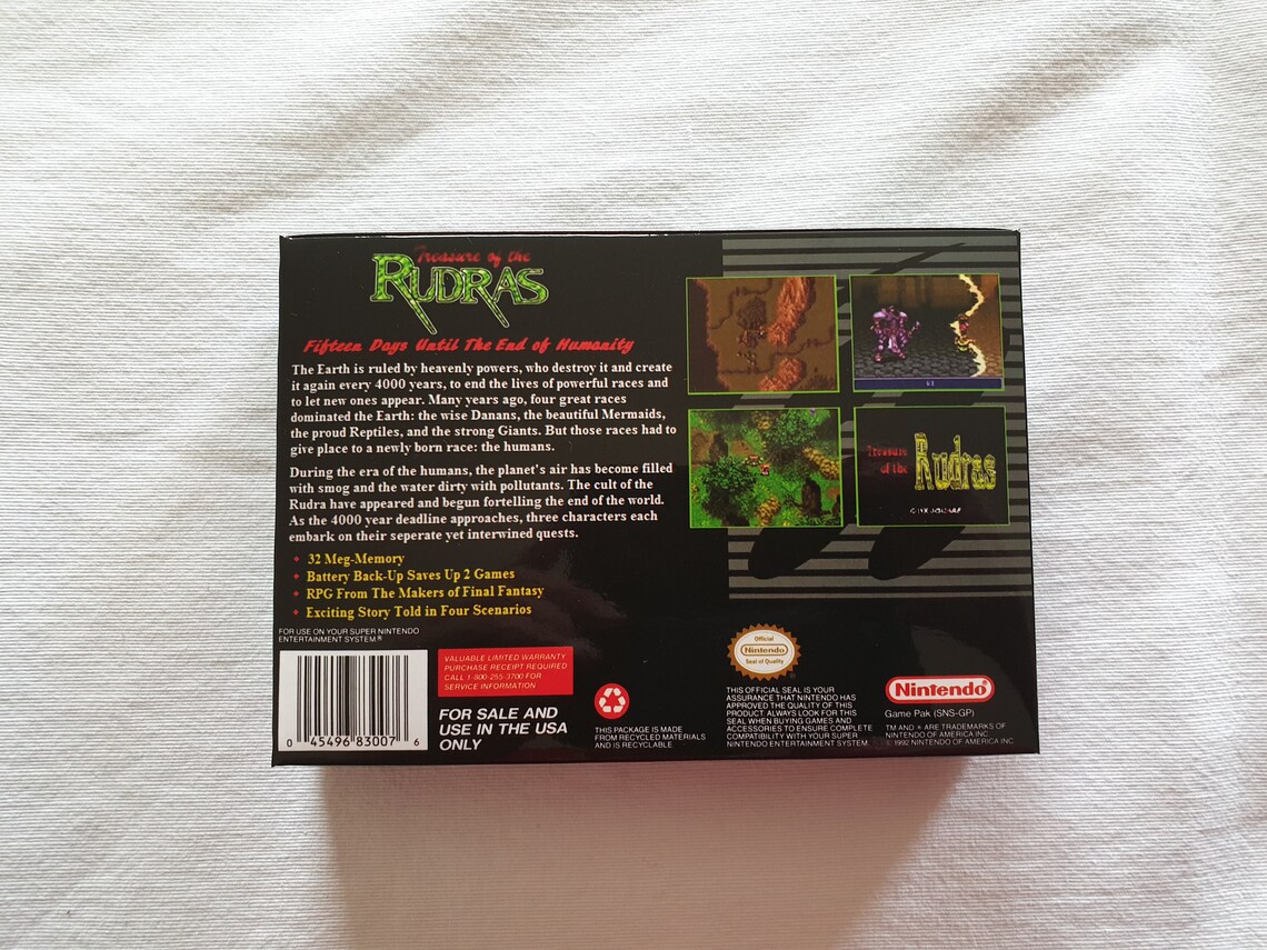 Treasure of the Rudras SNES Super NES Box With Insert Top Etsy