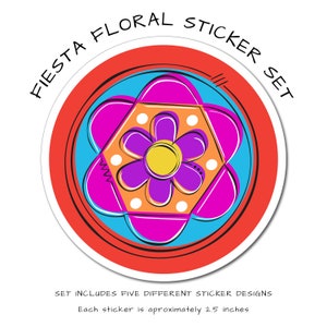 Conjunto de adesivos FIESTA FLORAL vermelho - adesivos fofos e coloridos!