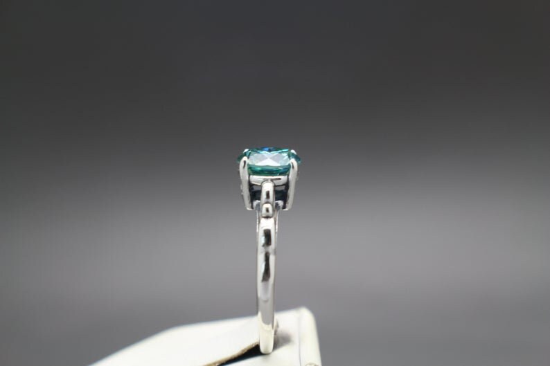 2.11cts Fancy Bluish Green Diamond Scroll Ring VVS-1 Clarity 8.53mm