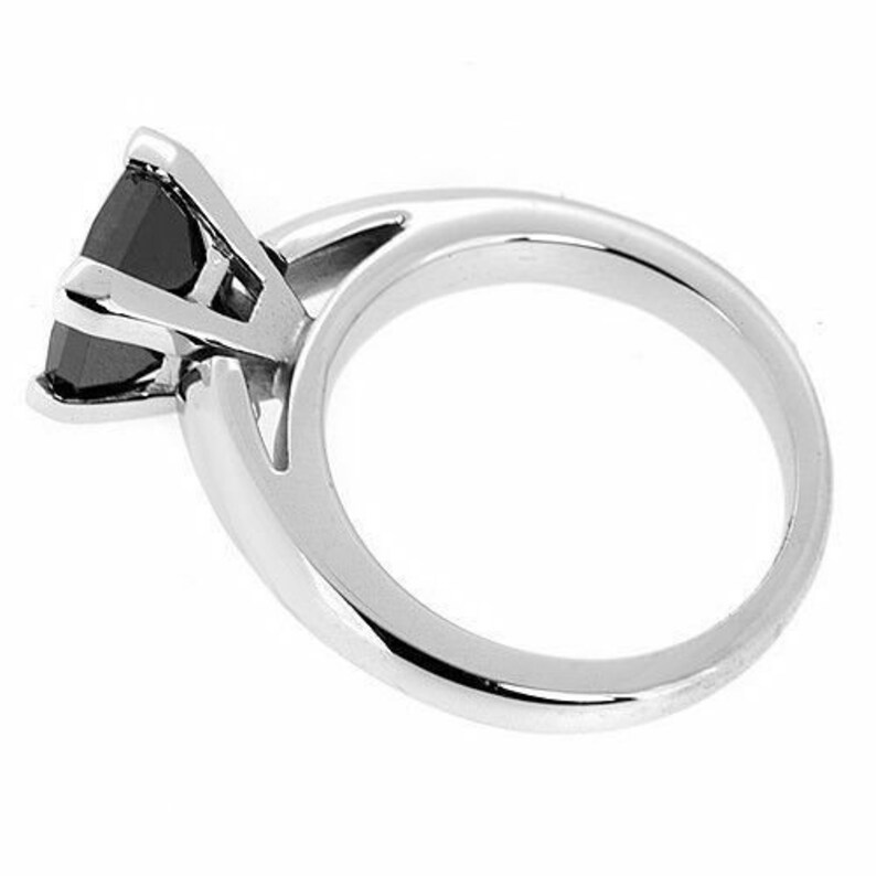 4.20 Carat Princess Cut Black Diamond Solitaire Engagement Ring