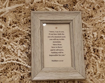 Choose color - One Mini mustard seed frame & real mustard seed, approx. 3" x 4.5"  Matthew 17:20