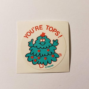Original Glossy Vintage 1980s Trend scratch n&#39; sniff sticker &quot;You&#39;re Tops&quot;, pine-scented