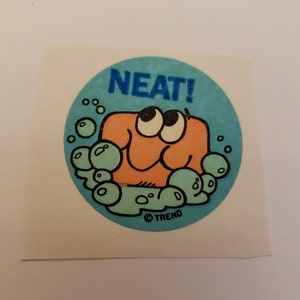 Original Vintage 1980s Trend scratch n&#39; sniff sticker &quot;Neat!&quot; Matte, soap scent