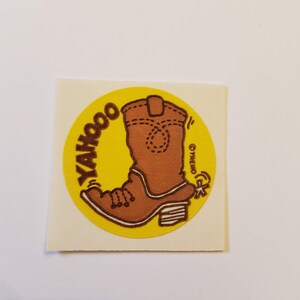 Original vintage 1980s Trend scratch n&#39; sniff sticker &quot;Yahooo&quot;, matte, scented