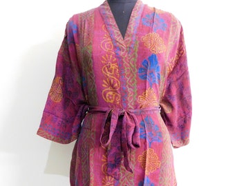 Pure Silk Kimono Robe Long Dressing Gown Women's Kimono Dress Bathrobe Kimono Crossover Dress Beach Wear Robe Summer Wear Kimono Sleepwear