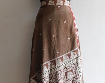 Seiden lange Röcke, Vintage Seide Wickelrock, Boho Hippie Seidenkleid, Strandkleid, Jaipuri Seide Wenderöcke für Frauen, Kleider