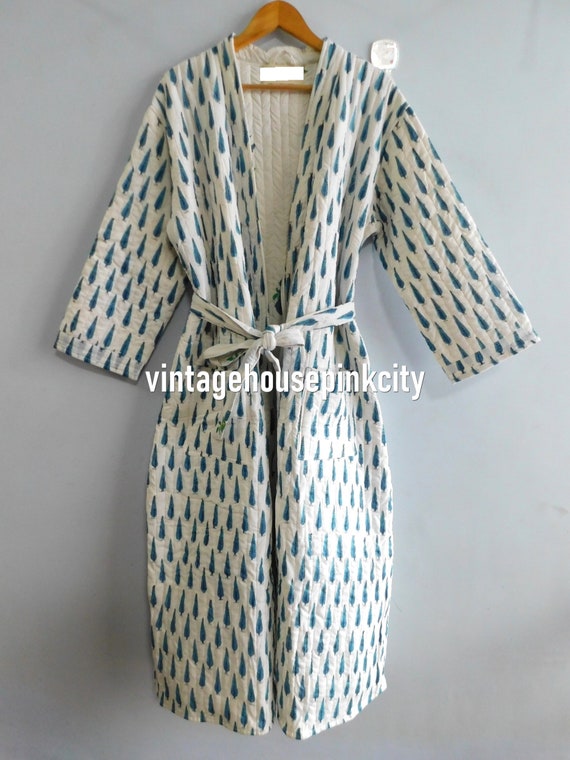 floral printed gown, block printed bathrobe, inti… - image 1