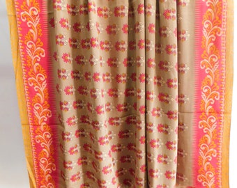 Floral printed silk saree, craft sewing clothing vintage silk fabric dress making material silk clothing 79