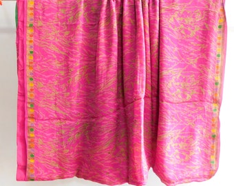 5 yard vintage silk saree, craft sewing vintage chinnon silk dress making material, chinnon silk sari fabric ch36