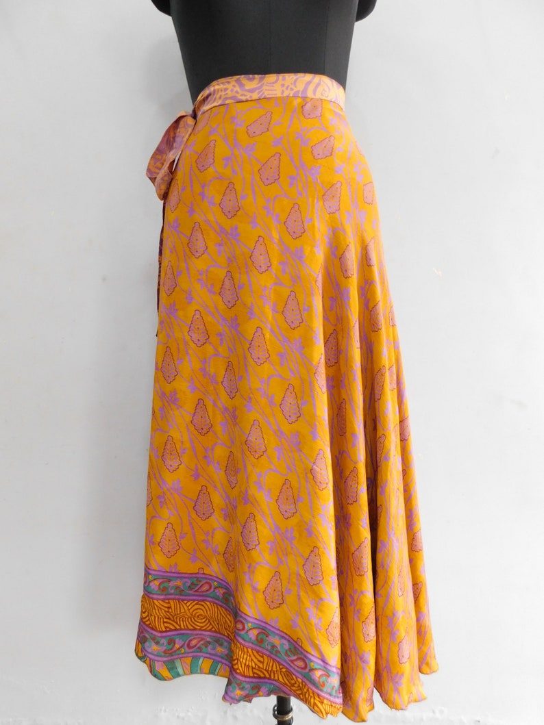 Reversible Silk Skirt, Magic Wrap Around Skirts, 2 Layer Bohemian