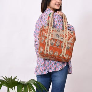 Sac à bandoulière Kantha vintage fait main, fourre-tout Boho hippie, sac à main de transport écologique, sac de courses et d'épicerie réutilisable, idée cadeau unique