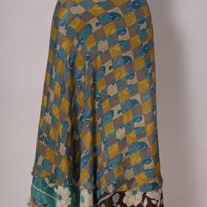 Reversible Indian Print Wrap Skirt: Boho Poly Silk Dress