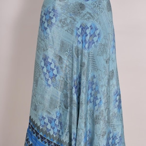 Reversible Art Silk Wrap Skirt: Boho Hippie Dress, Plus Size