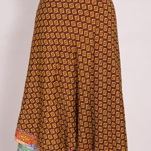 Reversible Art Silk Wrap Skirt: Boho Hippie Vintage Style