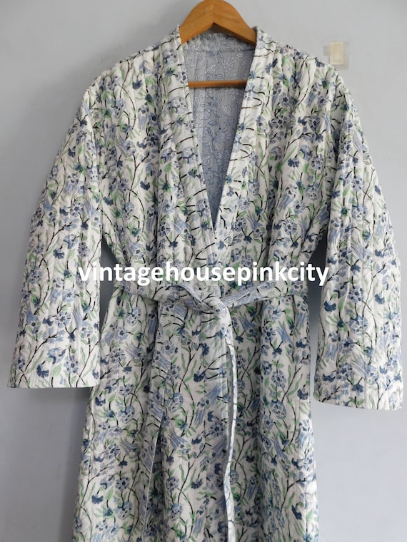 Quilted kimono jacket, cotton quilted kimono bath… - image 1