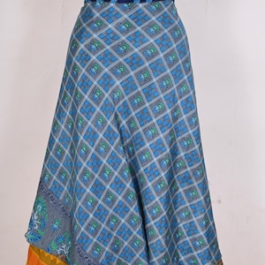 Vintage Silk Sari Wrap Skirt: Reversible Floral Maxi Dress