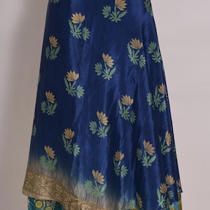 Reversible Art Silk Wrap Skirt: Boho Saree Dress, Plus Size