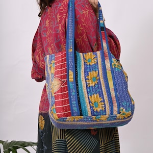 Sac kantha vintage hippie bohème fait main, sac à main écologique pour le shopping, l'épicerie ou un transport quotidien
