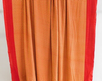 Orange silk saree, small print women wear vintage silk craft sewing clothing dress making material, silk used sari clothing fabric 16