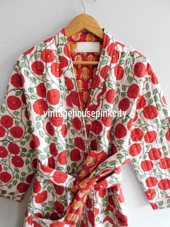 Quilted cotton kimono, nightwear dressing gown, i… - image 3