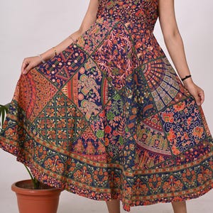 Cotton Mandala Print Dress Sleeveless Dress Boho Style Animal Print Dress Summer Beach Dress Handmade Dress