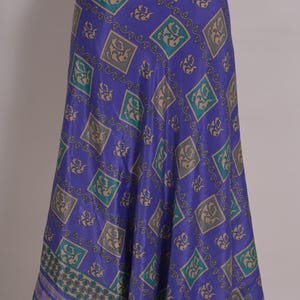 Reversible bohemian hippie designer reversible art silk long skirt, neck wrap dress for women, indian handmade vintage silk skirts 187