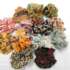 200 Vintage Silk Scrunchies: Handmade Hair Accessories Wholesale Lot