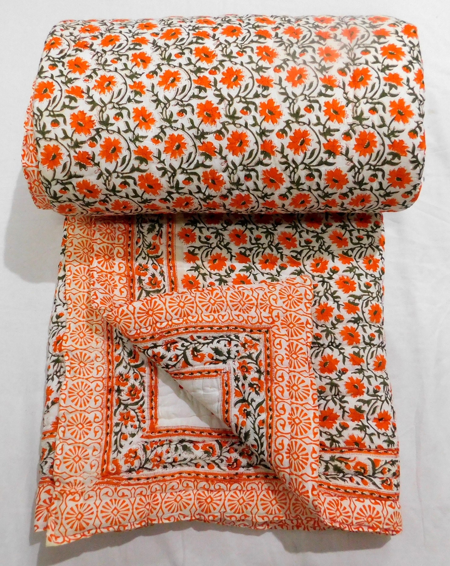 Indian handmade quilt cotton soft quilt cotton quilted bed Etsy