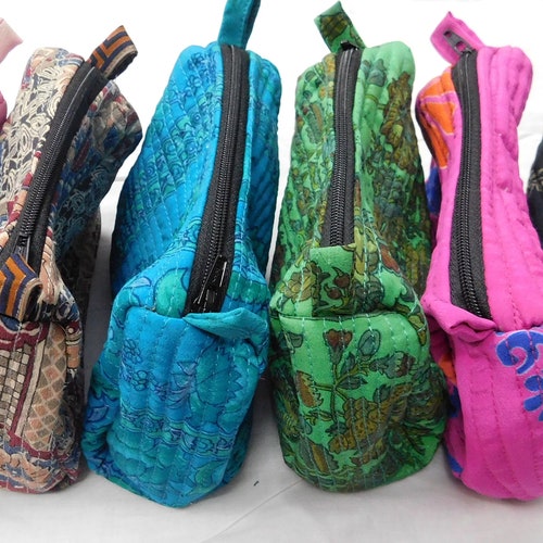 Vintage silk cosmetic shops bags, indian handmade vintage silk sari make up bag, silk toilet bag, hand carry cosmetic clutch 10 pcs wholesale lot