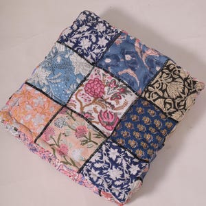 Reversible Patchwork Kantha Floor Cushion: Boho Indian Decor