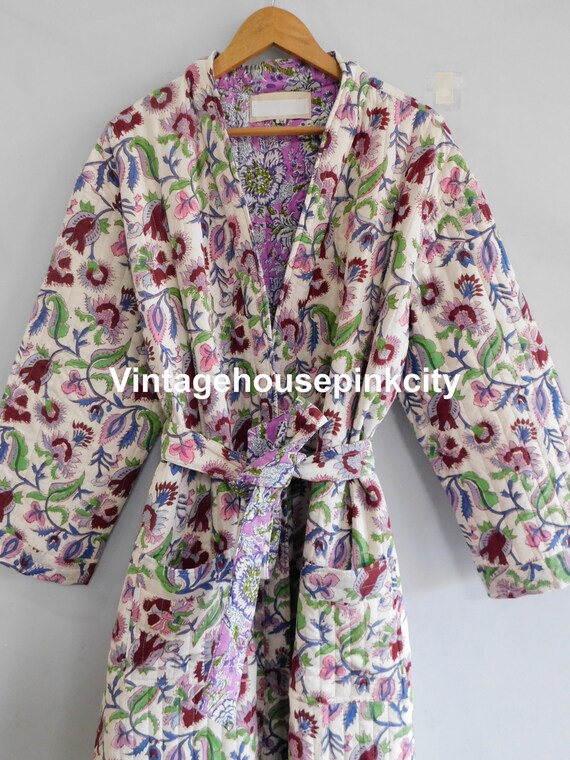 Quilted kimono, cotton bathrobe, intimates sleepw… - image 5