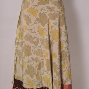 Vintage Art Silk Sari Wrap Skirt: Reversible Hippie Style - Fits Up to 46 Inches