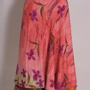 Reversible Art Silk Wrap Skirt: Indian Print Boho Dress - Fits Up to 46 Inches