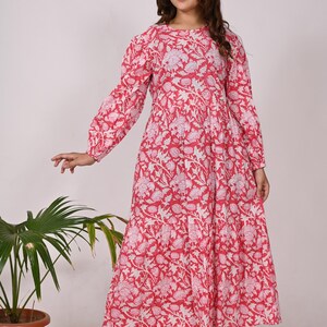 Boho Cotton Block Print Dress: Handmade Indian Floral Summer Dress