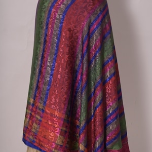 Reversible Art Silk Wrap Skirt: Boho Hippie Sari Dress