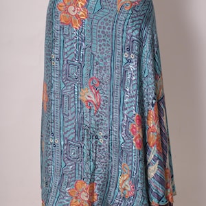 Reversible Vintage Art Silk Skirt Floral Print Long Skirt Handmade Skirt Casual Wear /Party Wear Poly Silk Wrap Skirt 142