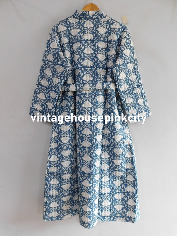 Block print robe, quilted bathrobe, indian handma… - image 3