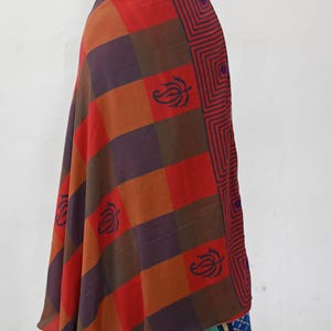 Vintage Reversible Silk Wrap Skirt: Handmade Printed Long Skirt