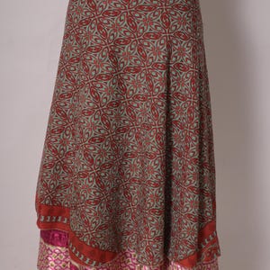 Vintage Art Silk Wrap Skirt: Reversible Flower Print Dress - Plus Size