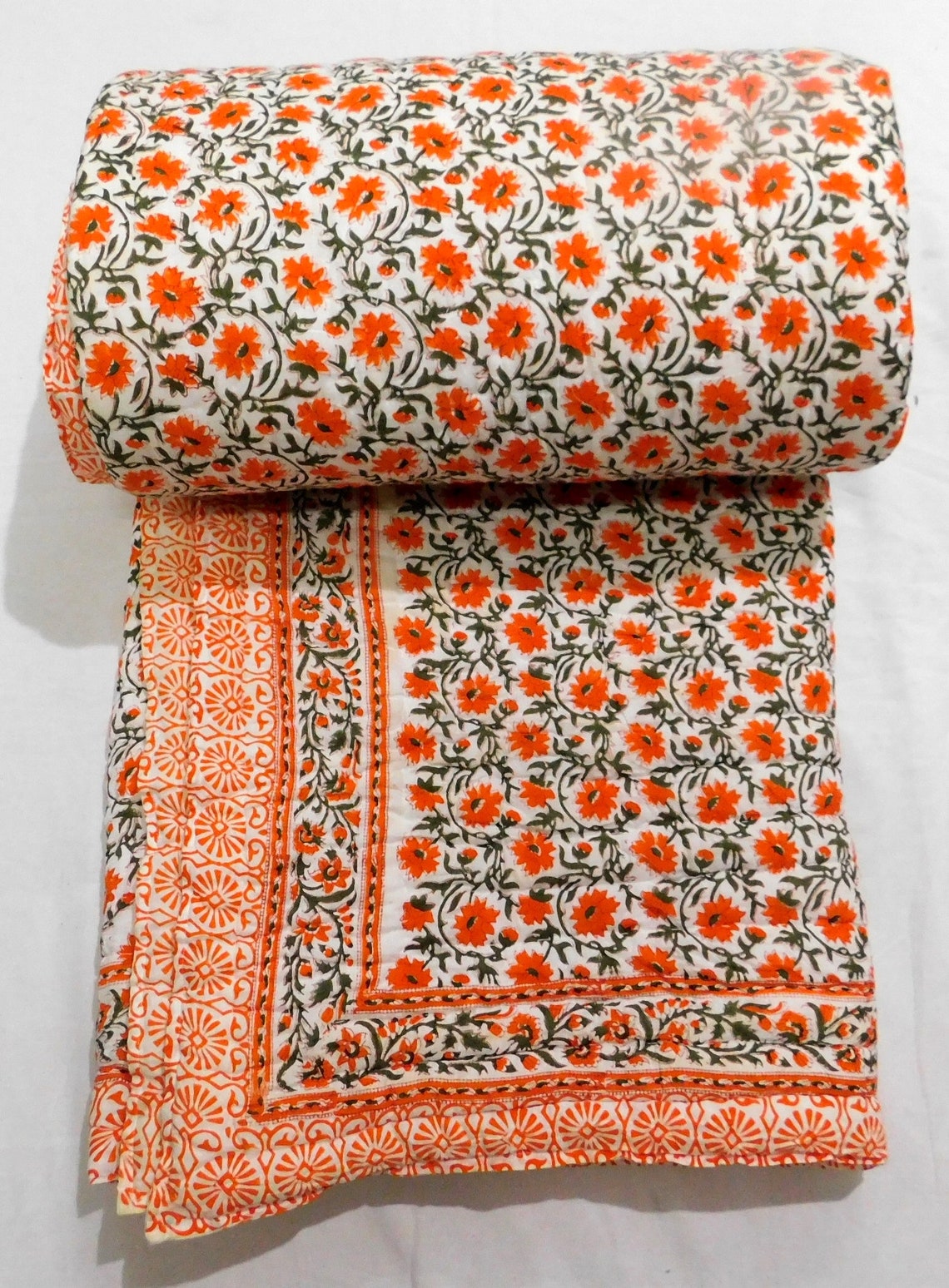 Indian handmade quilt cotton soft quilt cotton quilted bed Etsy