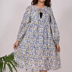 Boho Cotton Block Print Dress: Handmade Indian Floral Short Dress