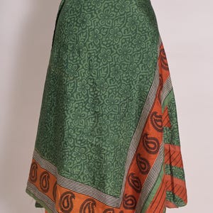 Reversible bohemian hippie designer reversible art silk long skirt, neck wrap dress for women, indian handmade vintage poly silk skirts 195